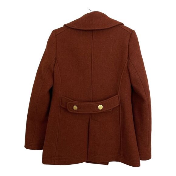J Crew Stadium Cloth By Nellie Gori Double Breasted Peacoat Size 2 Brown Wool - Picture 3 of 9